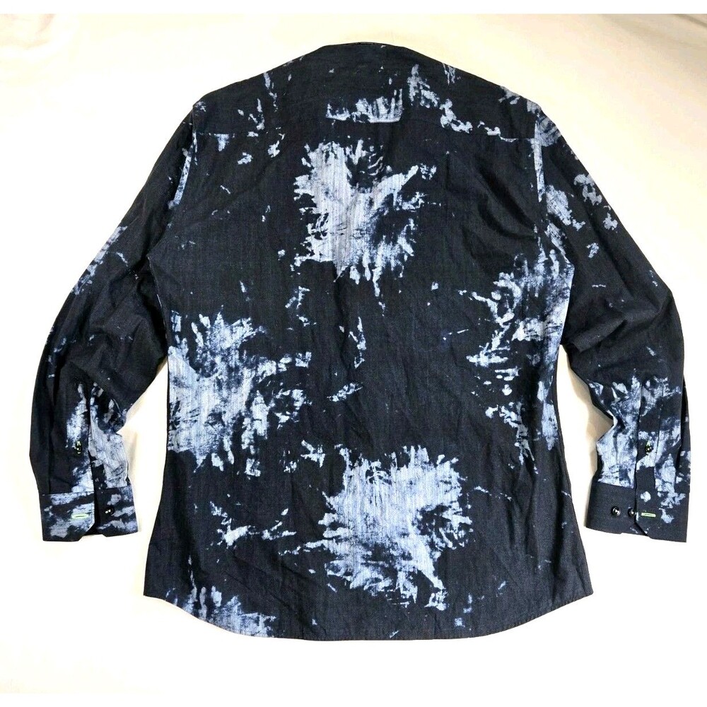 Jared Lang Men's Blue Cotton Long Sleeve Button-Up Shirt Abstract Pattern Size L - Picture 2 of 7